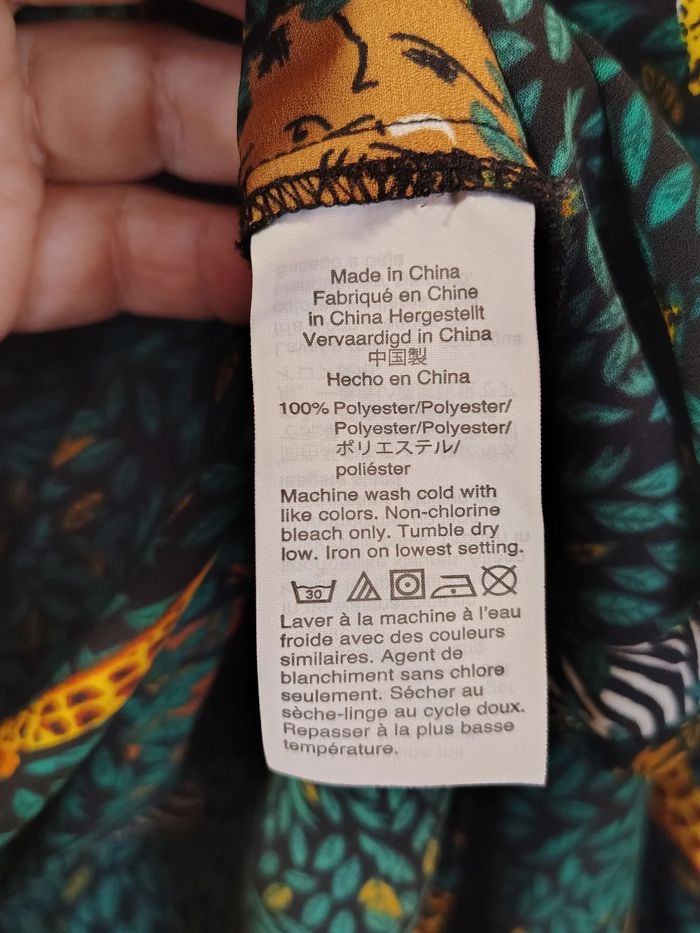 J. Crew Blouse Womens XXL Green Jungle Animal-Print Tie-Neck Giraffe Tiger Zebra